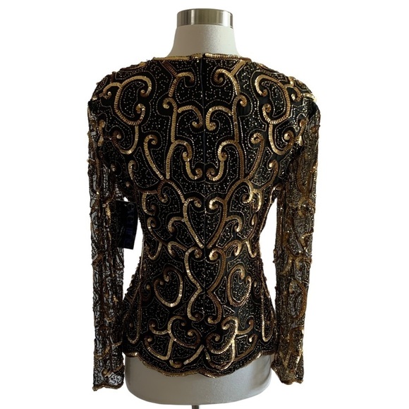 Vintage Silk New With Tags Sténay 70s/80s Sequins Beaded Formal Blouse - Picture 4 of 16